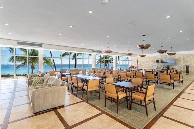 dining area with visible vents, recessed lighting, and a healthy amount of sunlight