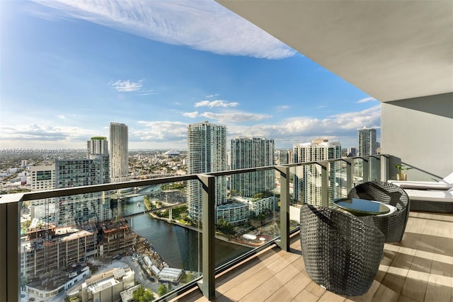 68 SE 6th St Unit 3506, Miami, FL 33131 - balcony featuring a view of city and a water view