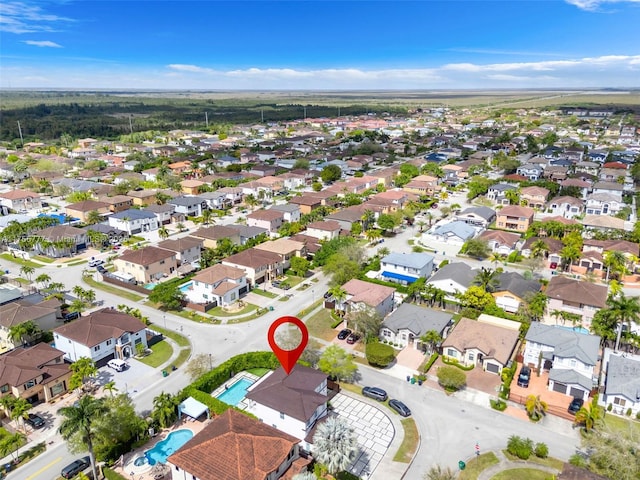 drone / aerial view with a residential view