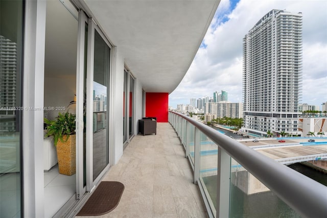 balcony featuring a view of city