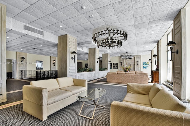 5555 Collins Ave Unit 10M, Miami Beach, FL 33140 - community lobby with a paneled ceiling