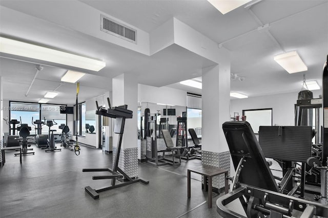 exercise room with visible vents
