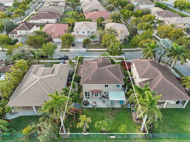 drone / aerial view with a residential view