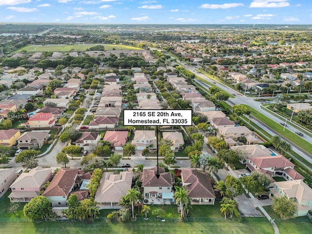 aerial view with a residential view