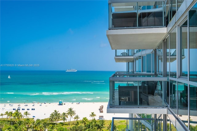 property view of water with a beach view