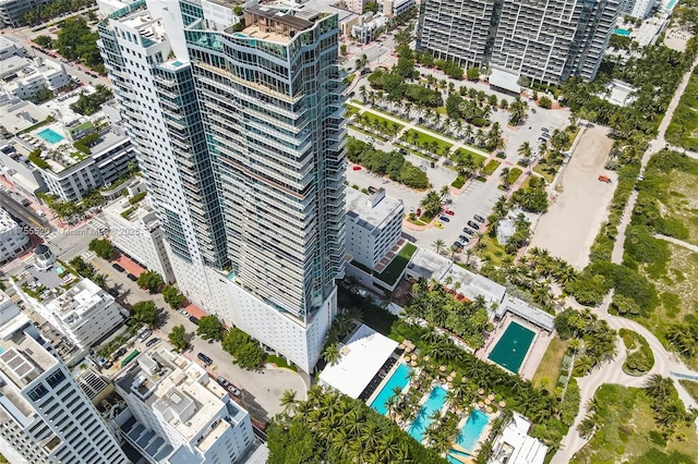 aerial view with a view of city