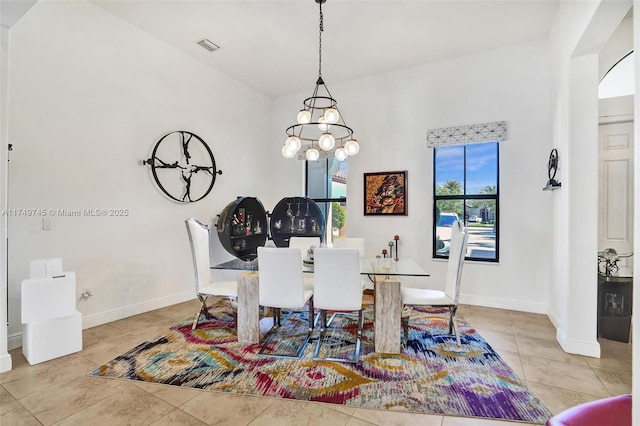 4455 Parkside Rd, Davie, FL 33328 - dining space with a chandelier and tile patterned flooring