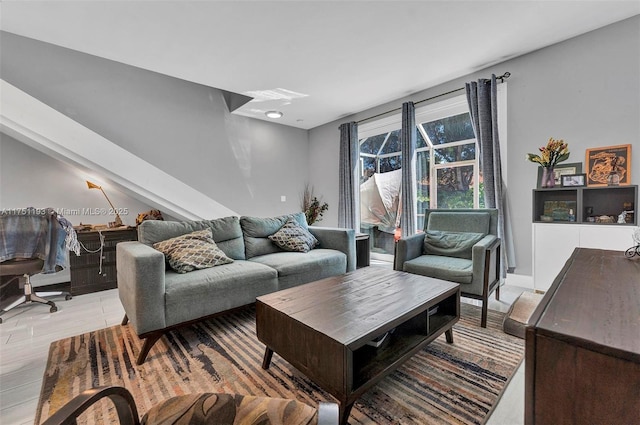 living area featuring light wood finished floors