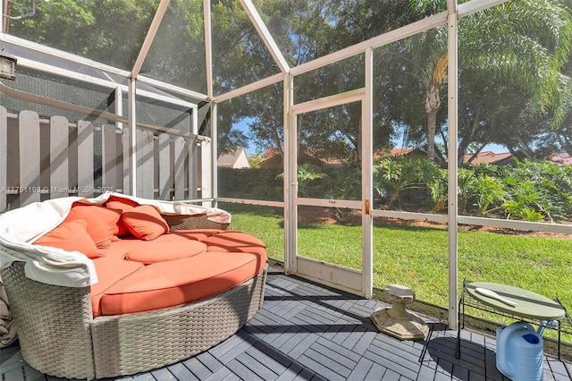 view of unfurnished sunroom