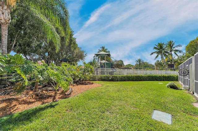 view of yard with fence