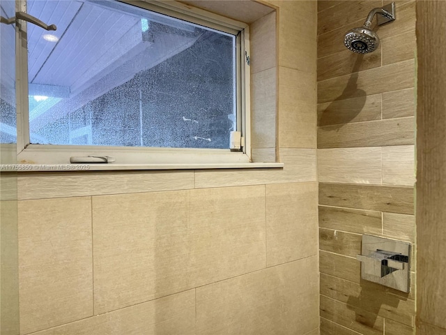 bathroom with tiled shower