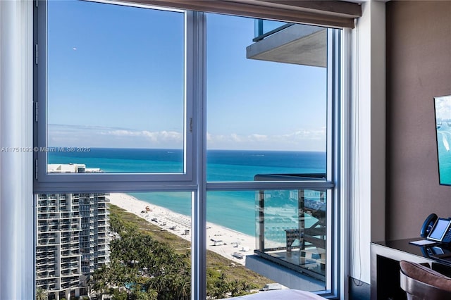 property view of water with a beach view