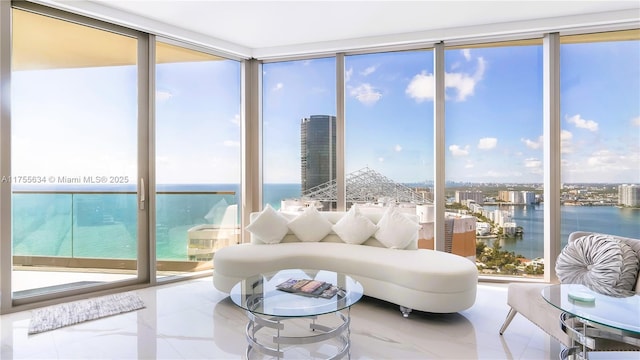 18975 Collins Ave Unit 3504, Sunny Isles Beach, FL 33160 - sunroom / solarium featuring a water view