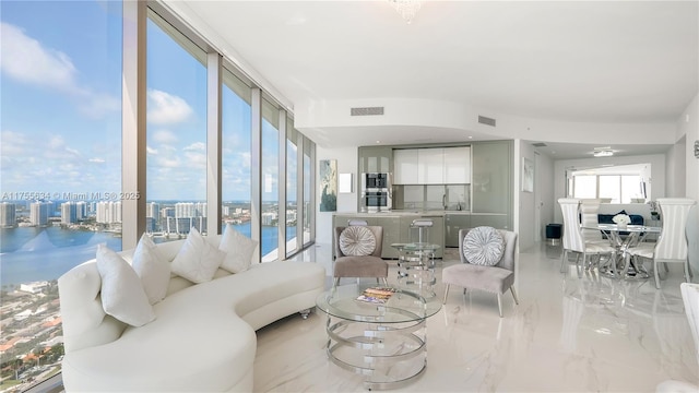 18975 Collins Ave Unit 3504, Sunny Isles Beach, FL 33160 - living room with light marble finish flooring