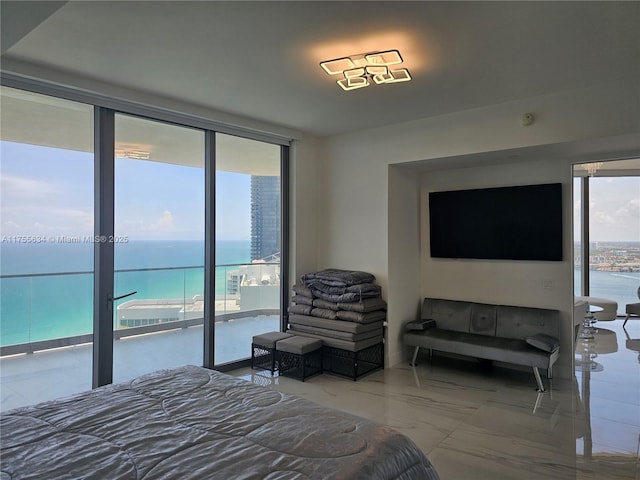 18975 Collins Ave Unit 3504, Sunny Isles Beach, FL 33160 - bedroom featuring marble finish floors, floor to ceiling windows, and access to outside