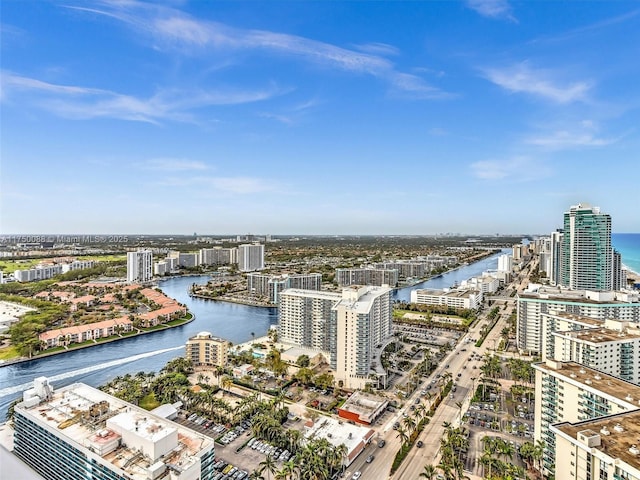 bird's eye view with a view of city and a water view