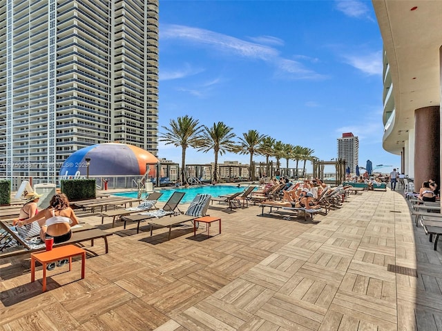 pool featuring a patio