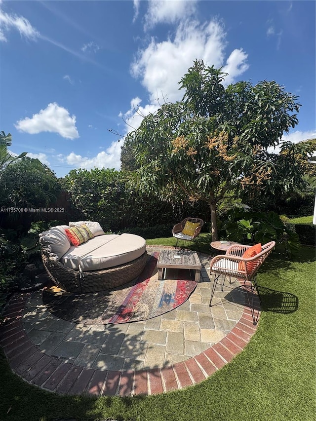 view of patio with an outdoor living space