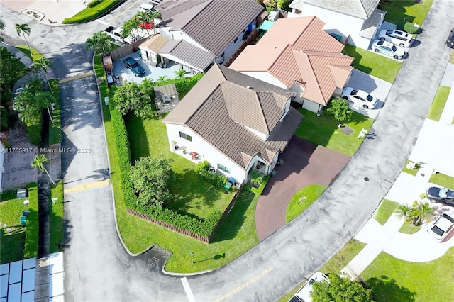 drone / aerial view with a residential view