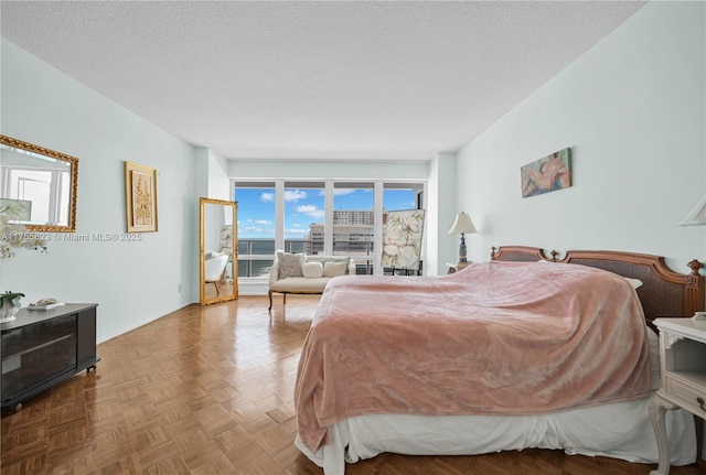 bedroom with a textured ceiling