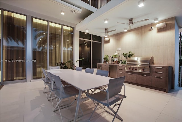 dining room featuring light tile patterned flooring