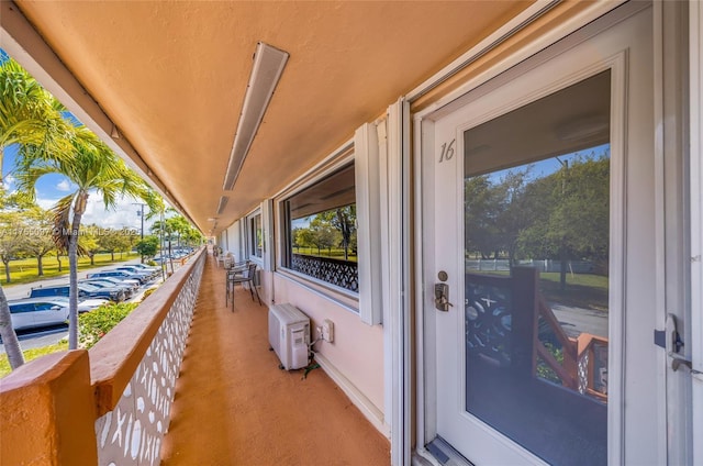 balcony with a wall unit AC