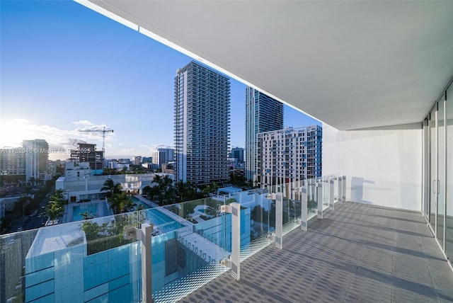 balcony featuring a city view