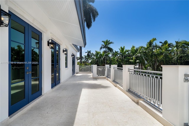 view of patio featuring french doors