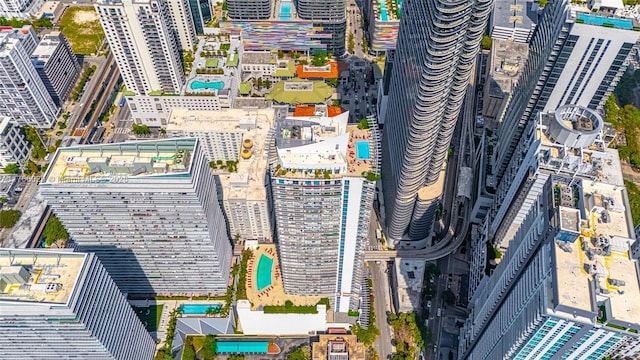 bird's eye view with a view of city