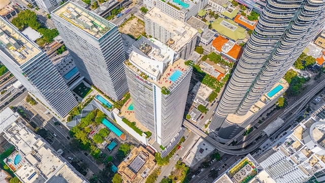 aerial view with a city view