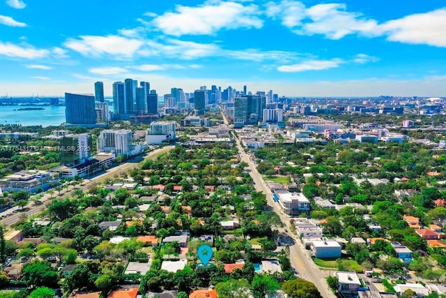 birds eye view of property featuring a city view