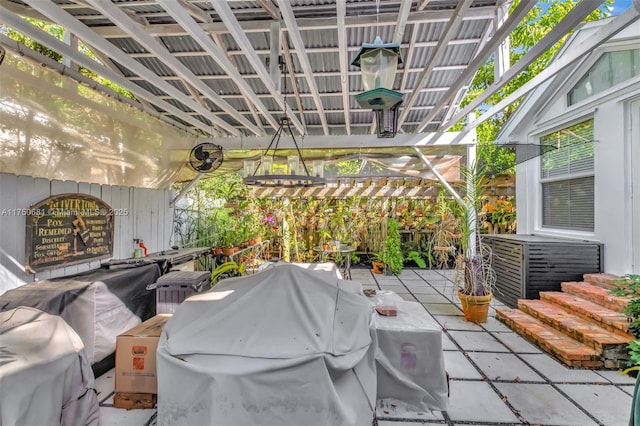 view of patio featuring a pergola