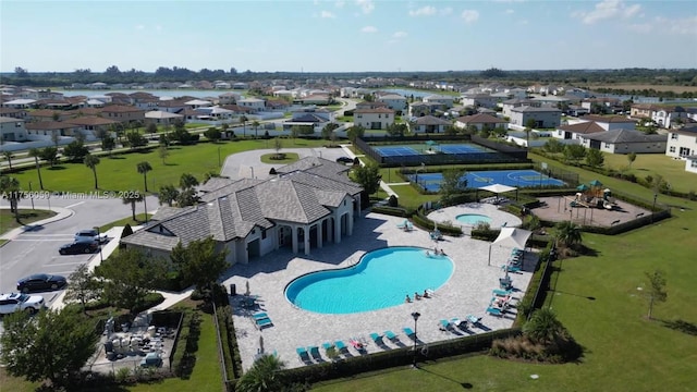 aerial view featuring a residential view