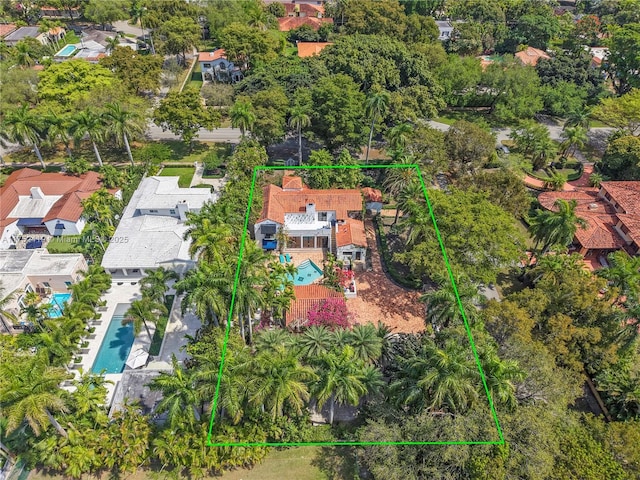 1624 Granada Blvd, Coral Gables, FL 33134 - aerial view of residential area with a pool area and property boundaries highlighted