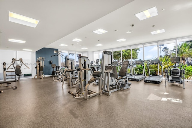 gym featuring expansive windows