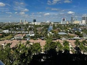 bird's eye view with a city view