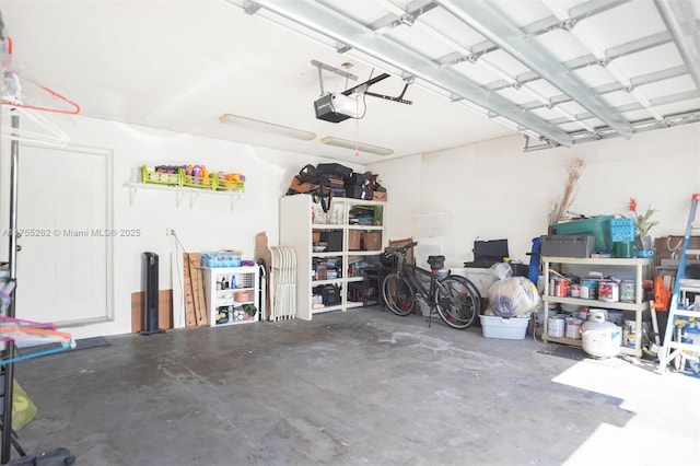 garage with a garage door opener