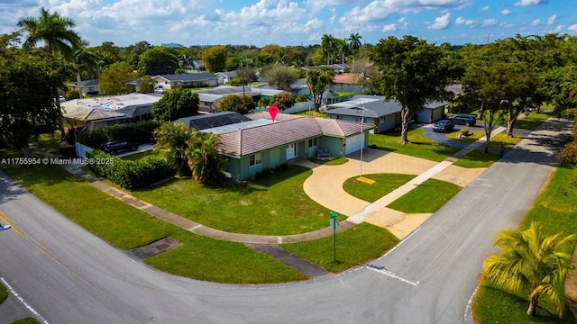 drone / aerial view with a residential view