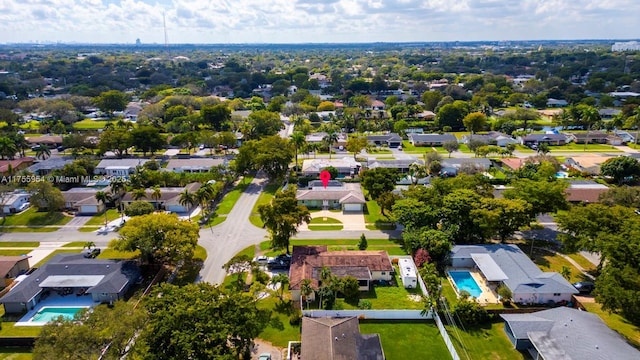 birds eye view of property with a residential view