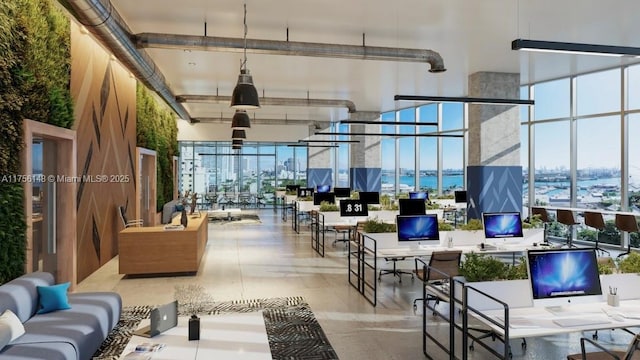 398 NE 5th St Unit 4005, Miami, FL 33132 - community lobby with a towering ceiling and expansive windows