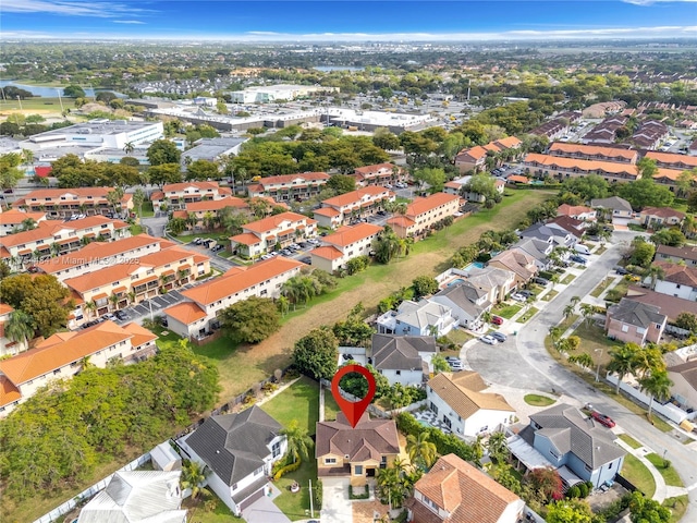 birds eye view of property with a residential view