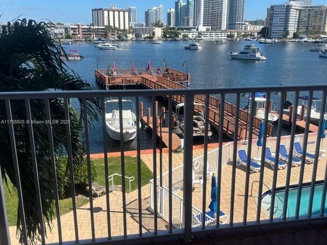 view of water feature featuring a view of city