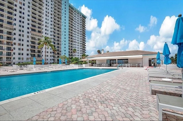 pool featuring a patio area