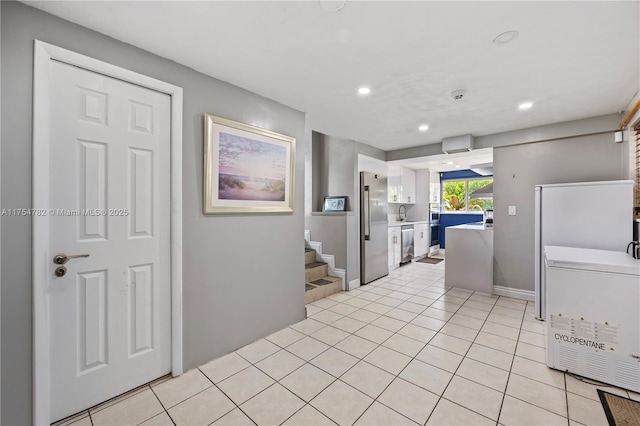 2413 Sugarloaf Ln, Fort Lauderdale, FL 33312 - interior space with stairway, light tile patterned floors, and recessed lighting