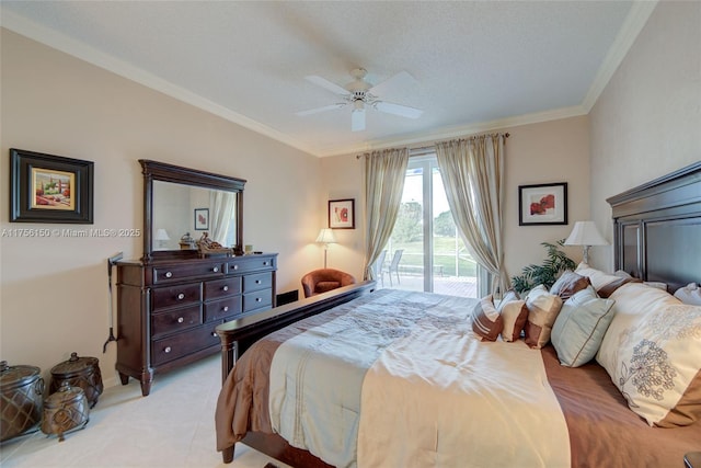 7800 NW 29th St, Margate, FL 33063 - bedroom with crown molding, access to exterior, and ceiling fan