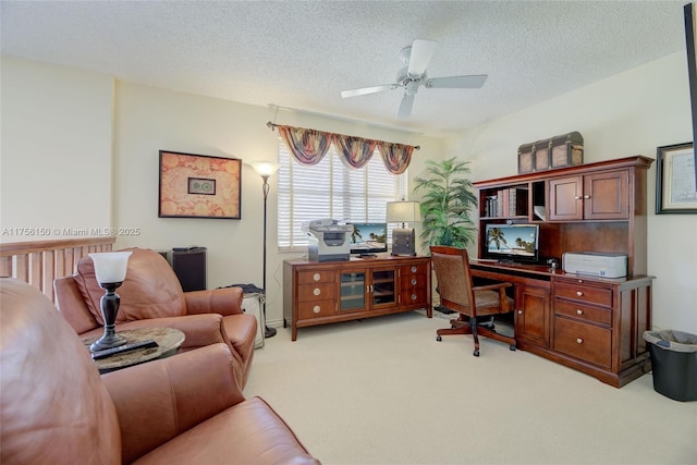7800 NW 29th St, Margate, FL 33063 - office featuring a textured ceiling, a ceiling fan, and light colored carpet