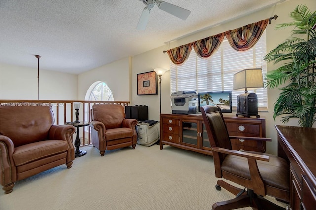 7800 NW 29th St, Margate, FL 33063 - office area featuring a textured ceiling, ceiling fan, and carpet