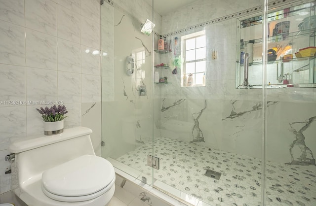 7385 SW 19th St Rd, Miami, FL 33155 - full bath featuring a marble finish shower, toilet, and tile walls