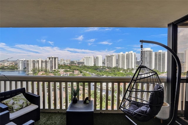 balcony with a city view