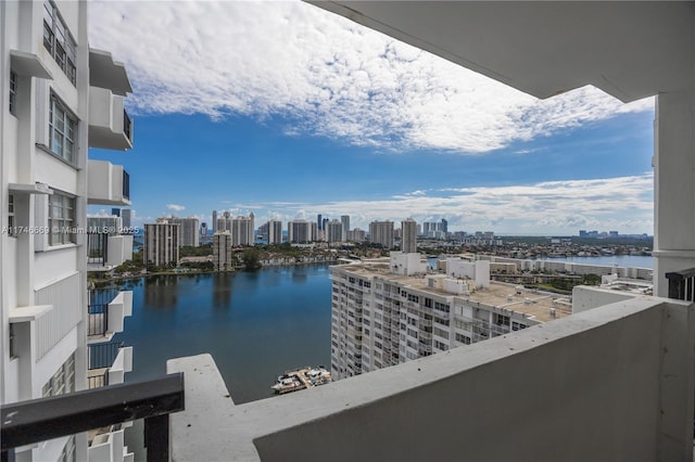 property view of water with a city view